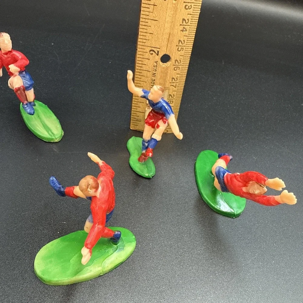 Vintage Soccer Rugby Players Cake Topper Figures Made In‎ Hong Kong B